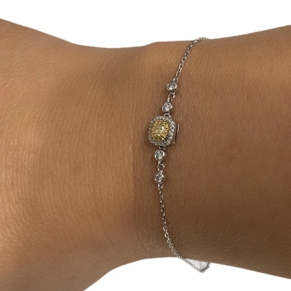 18k White Gold Bracelet/ Yellow Diamond - Picture 9 of 9